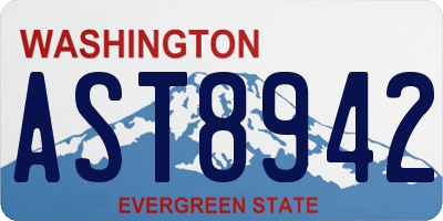 WA license plate AST8942