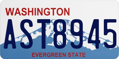 WA license plate AST8945