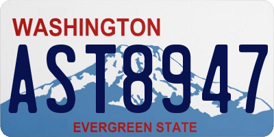 WA license plate AST8947