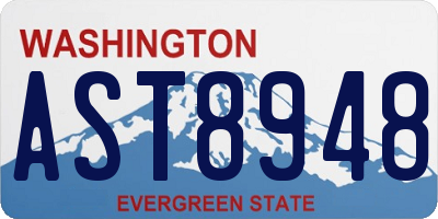 WA license plate AST8948