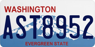 WA license plate AST8952