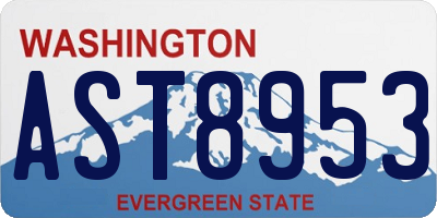 WA license plate AST8953