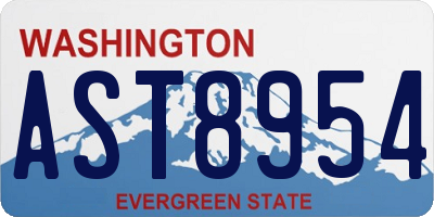 WA license plate AST8954