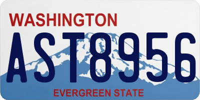 WA license plate AST8956