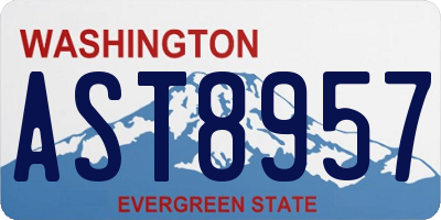 WA license plate AST8957