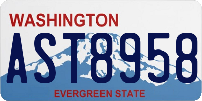 WA license plate AST8958