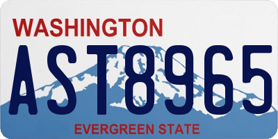 WA license plate AST8965