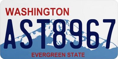 WA license plate AST8967