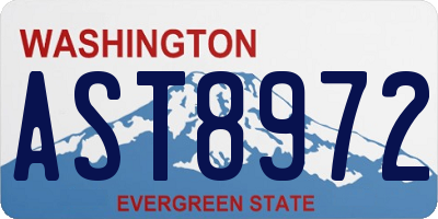 WA license plate AST8972