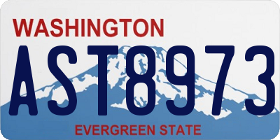 WA license plate AST8973
