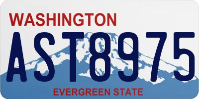 WA license plate AST8975