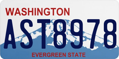 WA license plate AST8978