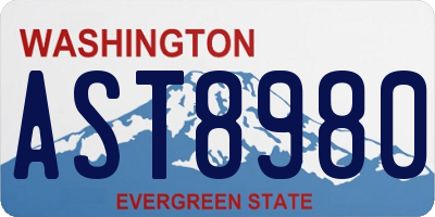 WA license plate AST8980