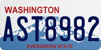 WA license plate AST8982