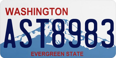 WA license plate AST8983