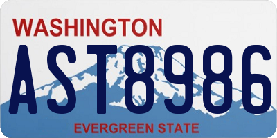 WA license plate AST8986