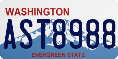WA license plate AST8988
