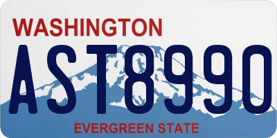 WA license plate AST8990