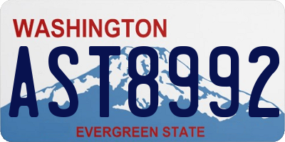 WA license plate AST8992