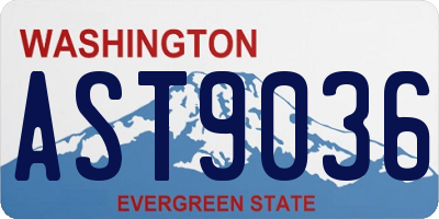 WA license plate AST9036