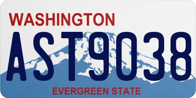 WA license plate AST9038
