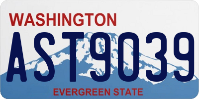 WA license plate AST9039
