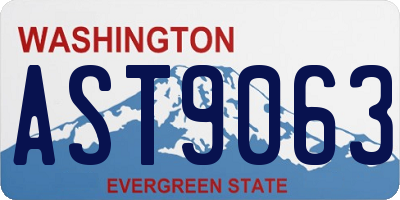 WA license plate AST9063