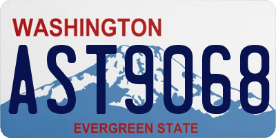 WA license plate AST9068