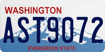 WA license plate AST9072