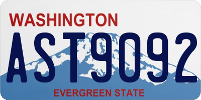 WA license plate AST9092