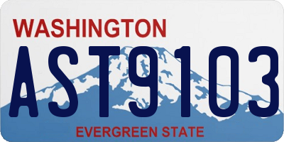 WA license plate AST9103