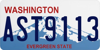WA license plate AST9113