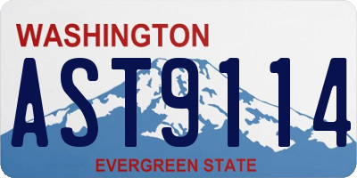 WA license plate AST9114