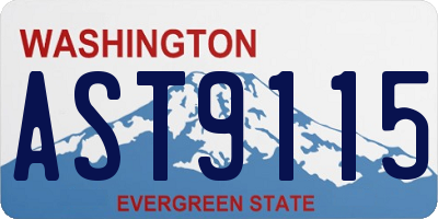 WA license plate AST9115