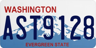 WA license plate AST9128