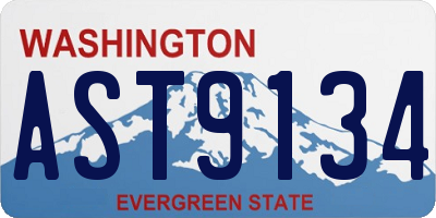 WA license plate AST9134
