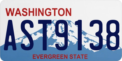 WA license plate AST9138