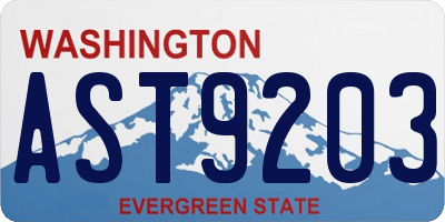 WA license plate AST9203