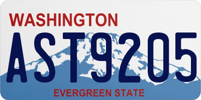 WA license plate AST9205