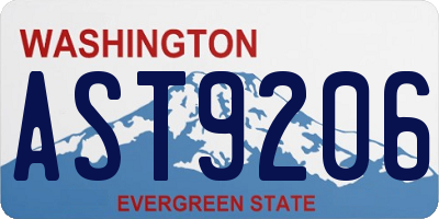 WA license plate AST9206