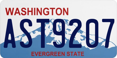 WA license plate AST9207