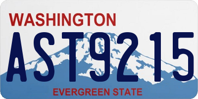 WA license plate AST9215