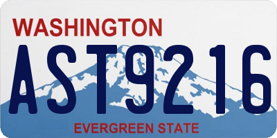 WA license plate AST9216