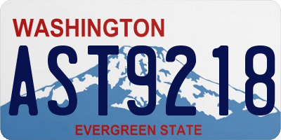 WA license plate AST9218