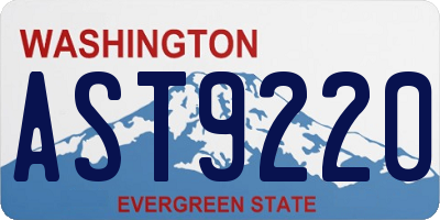 WA license plate AST9220