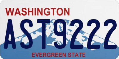 WA license plate AST9222