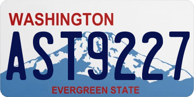 WA license plate AST9227