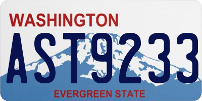 WA license plate AST9233
