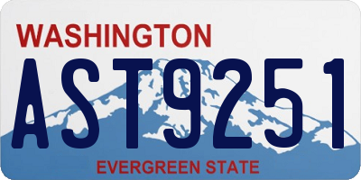 WA license plate AST9251