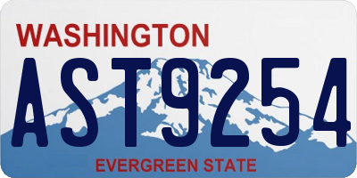 WA license plate AST9254